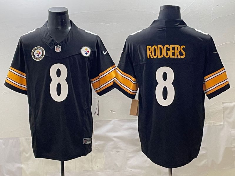 Men 2025 Pittsburgh Steelers #8 Rodgers Black Three generations Nike Limited NFL Jersey style 4->pittsburgh steelers->NFL Jersey